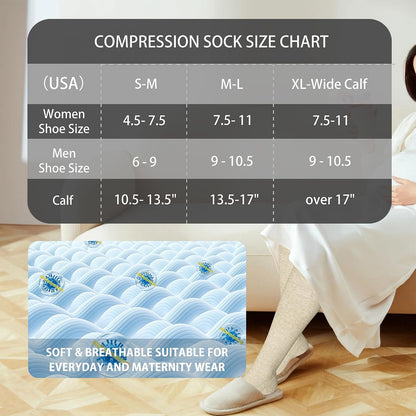 Cotton Compression Socks for Women&Men 20-30mmHg Knee High Cute Support Sock for Nurses Pregnancy Travel