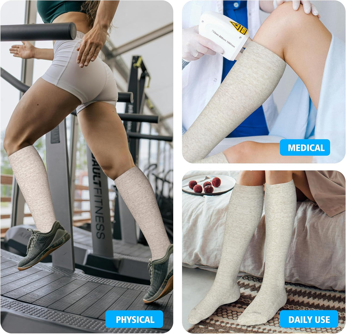 Cotton Compression Socks for Women&Men 20-30mmHg Knee High Cute Support Sock for Nurses Pregnancy Travel