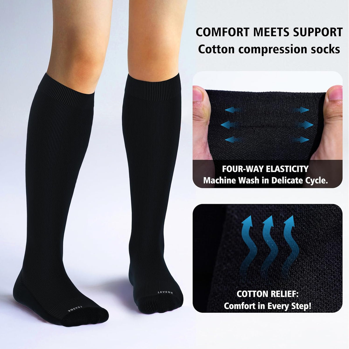 Cotton Compression Socks for Women&Men 20-30mmHg Knee High Cute Support Sock for Nurses Pregnancy Travel