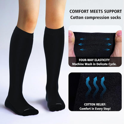 Cotton Compression Socks for Women&Men 20-30mmHg Knee High Cute Support Sock for Nurses Pregnancy Travel