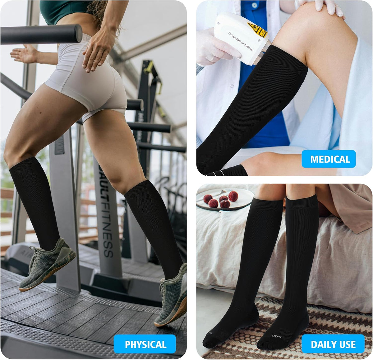 Cotton Compression Socks for Women&Men 20-30mmHg Knee High Cute Support Sock for Nurses Pregnancy Travel