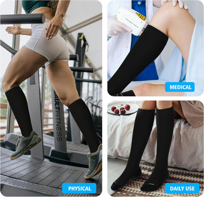 Cotton Compression Socks for Women&Men 20-30mmHg Knee High Cute Support Sock for Nurses Pregnancy Travel