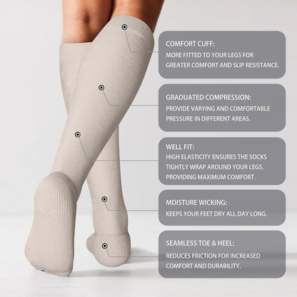 Cotton Compression Socks for Women&Men 20-30mmHg Knee High Cute Support Sock for Nurses Pregnancy Travel