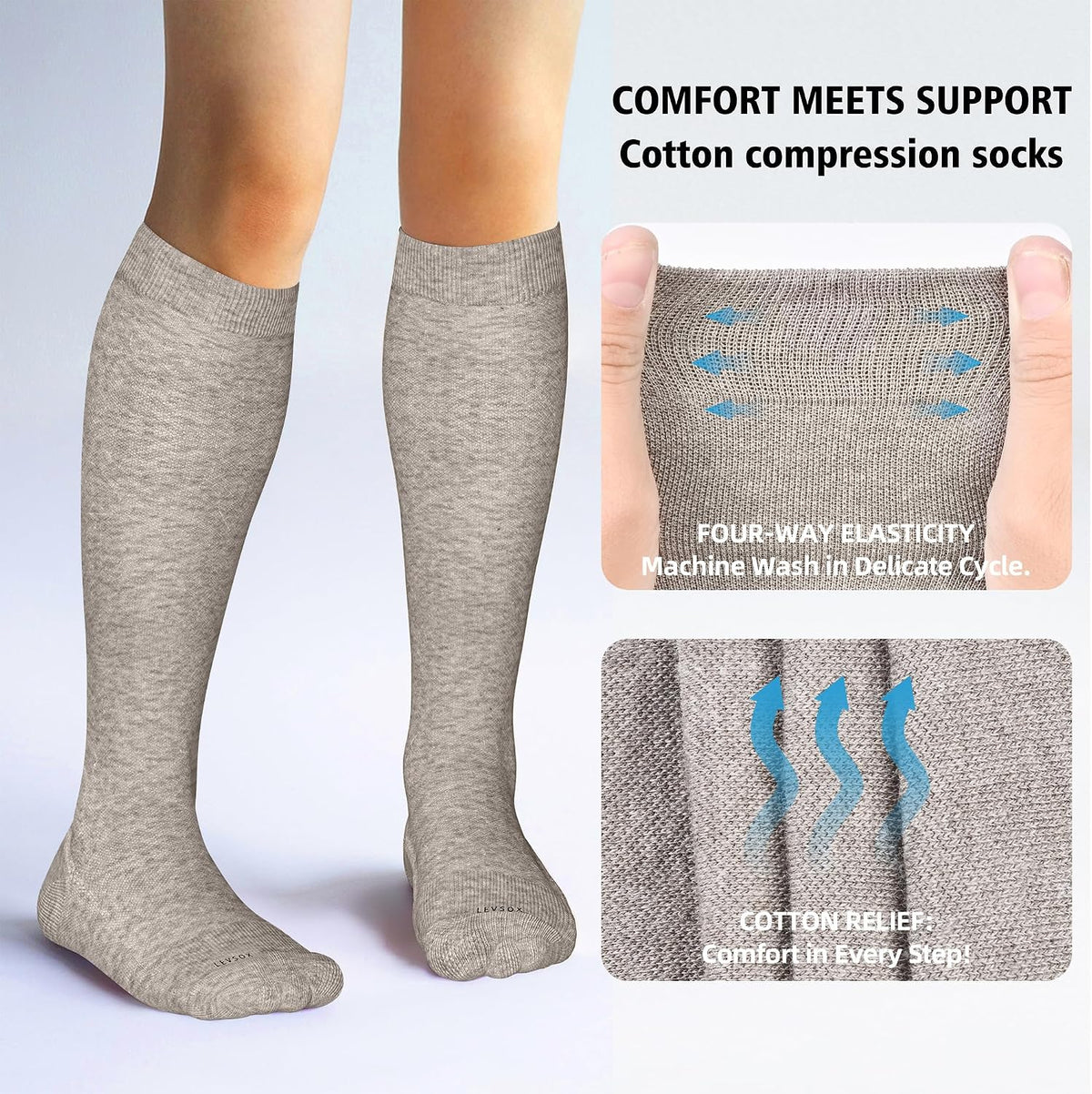 Cotton Compression Socks for Women&Men 20-30mmHg Knee High Cute Support Sock for Nurses Pregnancy Travel