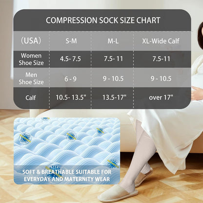 Cotton Compression Socks for Women&Men 20-30mmHg Knee High Cute Support Sock for Nurses Pregnancy Travel