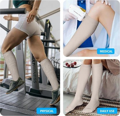 Cotton Compression Socks for Women&Men 20-30mmHg Knee High Cute Support Sock for Nurses Pregnancy Travel