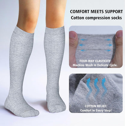 Cotton Compression Socks for Women&Men 20-30mmHg Knee High Cute Support Sock for Nurses Pregnancy Travel