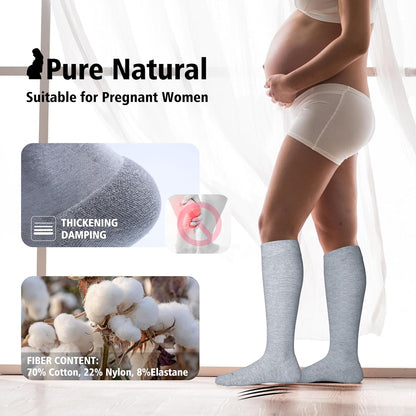 Cotton Compression Socks for Women&Men 20-30mmHg Knee High Cute Support Sock for Nurses Pregnancy Travel