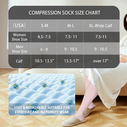 Cotton Compression Socks for Women&Men 20-30mmHg Knee High Cute Support Sock for Nurses Pregnancy Travel