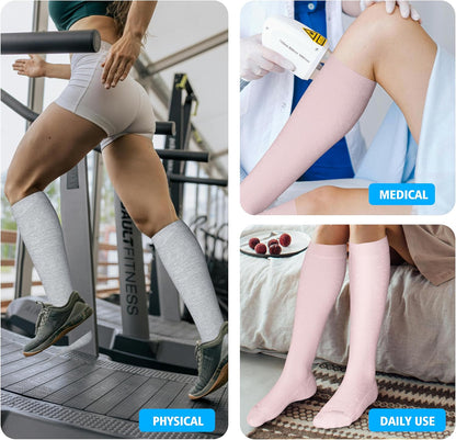 Cotton Compression Socks for Women&Men 20-30mmHg Knee High Cute Support Sock for Nurses Pregnancy Travel