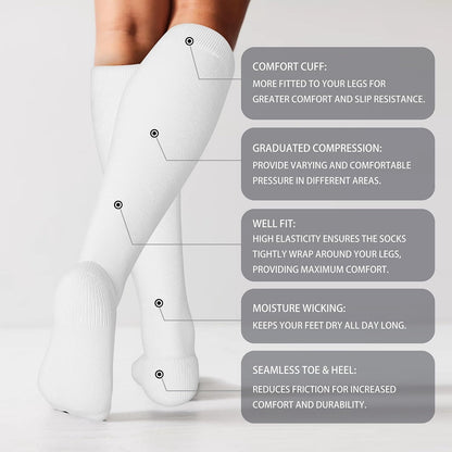 Cotton Compression Socks for Women&Men 20-30mmHg Knee High Cute Support Sock for Nurses Pregnancy Travel