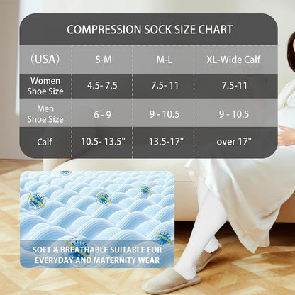 Cotton Compression Socks for Women&Men 20-30mmHg Knee High Cute Support Sock for Nurses Pregnancy Travel