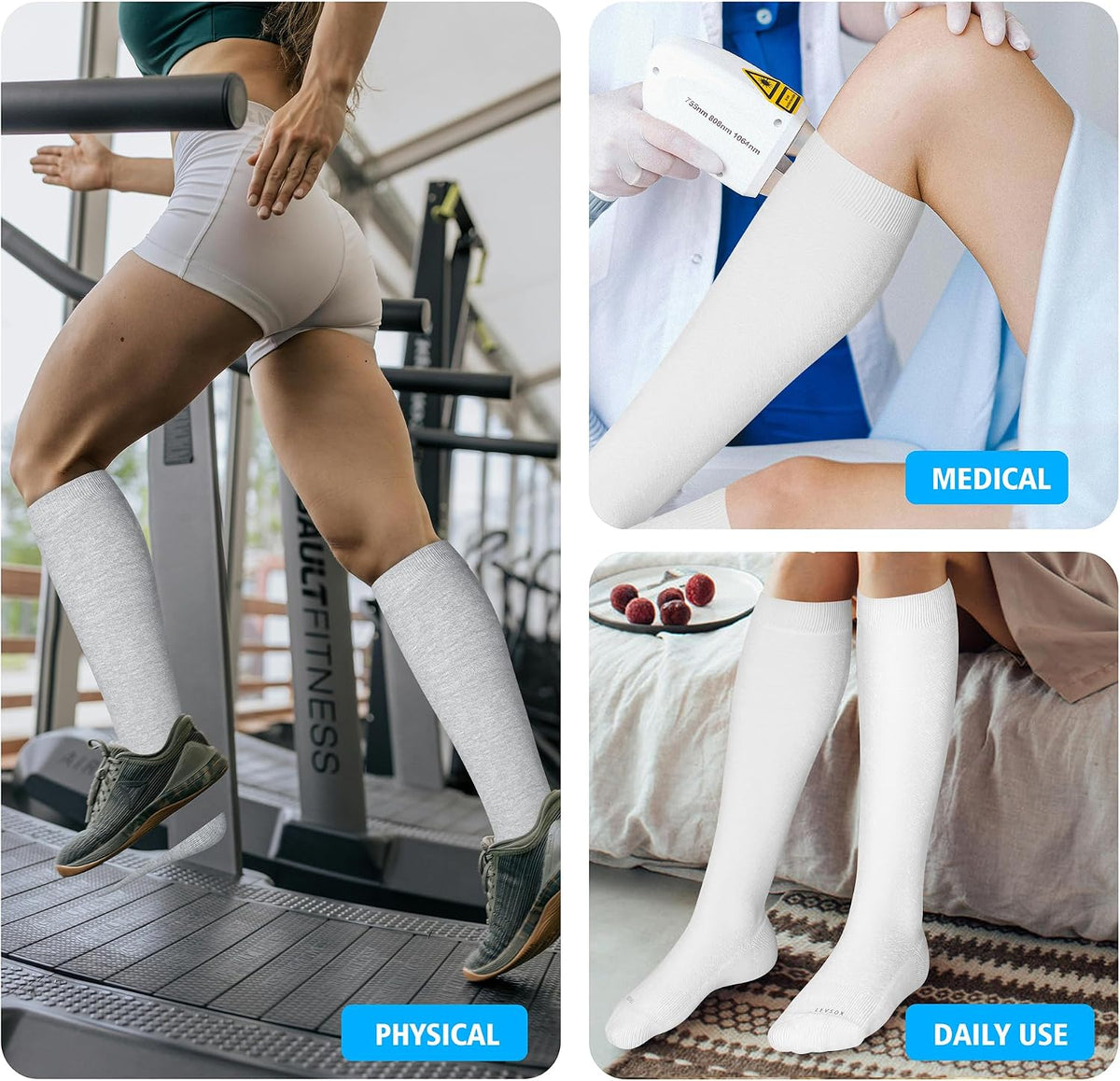Cotton Compression Socks for Women&Men 20-30mmHg Knee High Cute Support Sock for Nurses Pregnancy Travel
