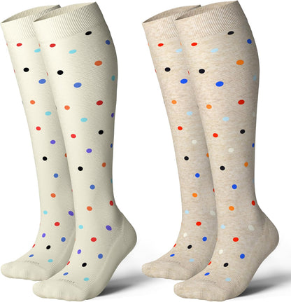 Cotton Compression Socks for Women&Men 20-30mmHg Knee High Cute Support Sock for Nurses Pregnancy Travel