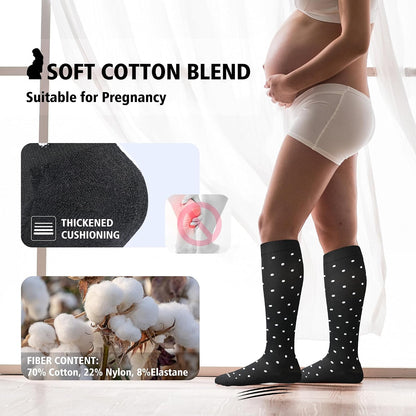 Cotton Compression Socks for Women&Men 20-30mmHg Knee High Cute Support Sock for Nurses Pregnancy Travel
