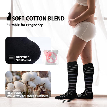 Cotton Compression Socks for Women&Men 20-30mmHg Knee High Cute Support Sock for Nurses Pregnancy Travel