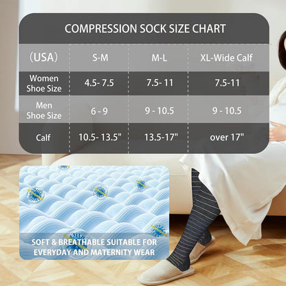 Cotton Compression Socks for Women&Men 20-30mmHg Knee High Cute Support Sock for Nurses Pregnancy Travel