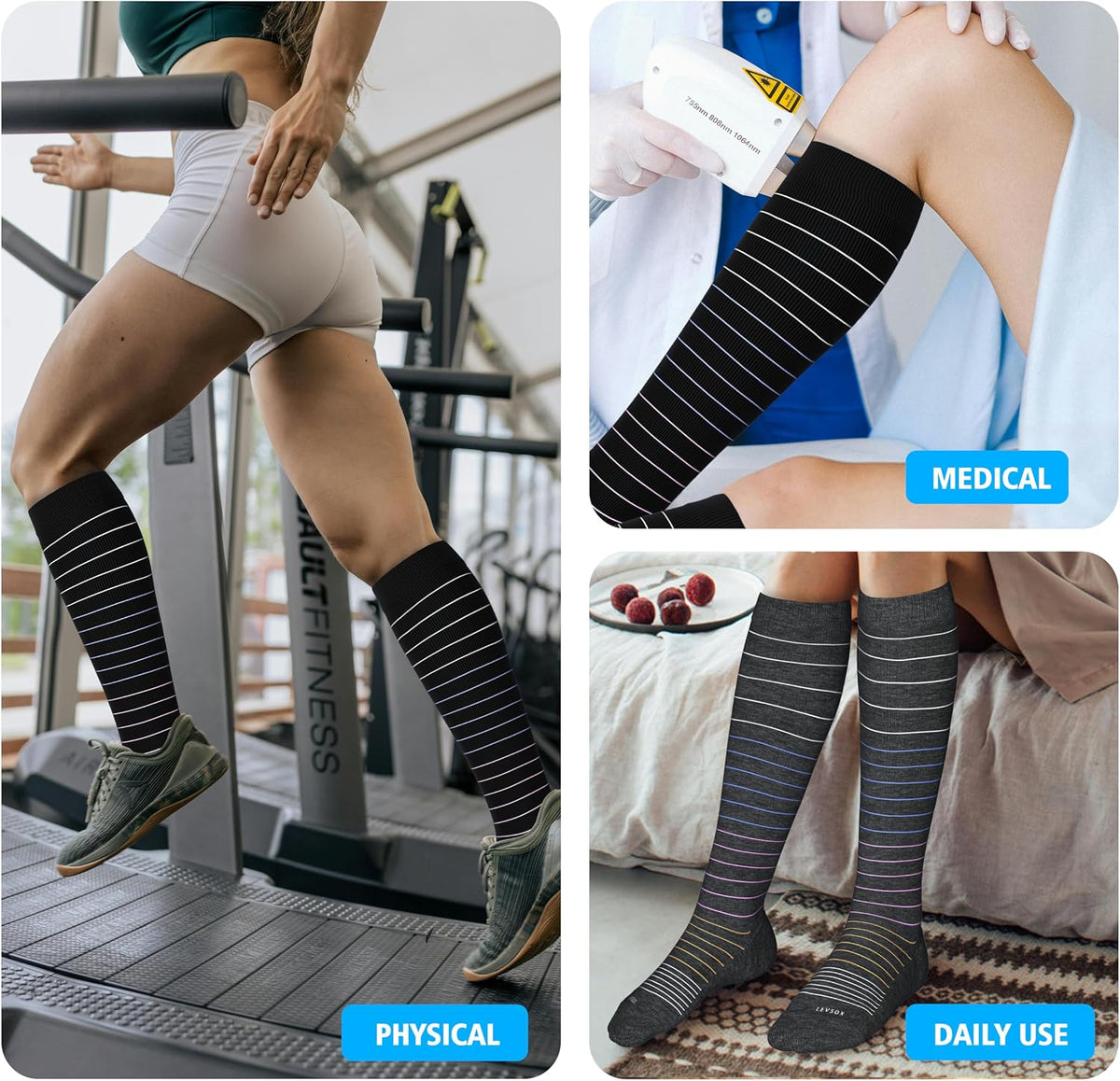 Cotton Compression Socks for Women&Men 20-30mmHg Knee High Cute Support Sock for Nurses Pregnancy Travel