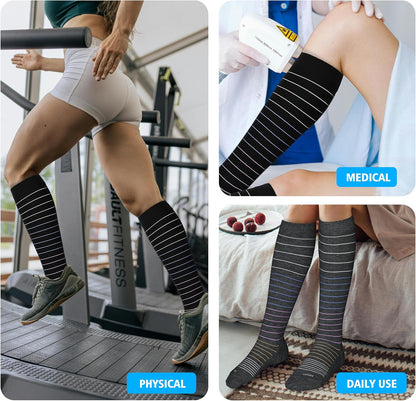 Cotton Compression Socks for Women&Men 20-30mmHg Knee High Cute Support Sock for Nurses Pregnancy Travel