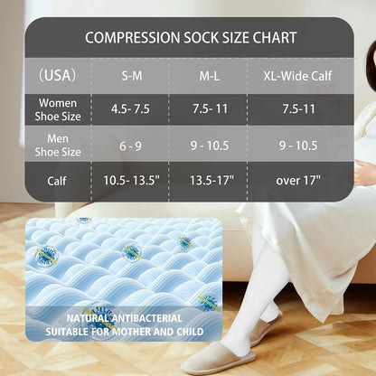 Cotton Compression Socks for Women&Men 20-30mmHg Knee High Cute Support Sock for Nurses Pregnancy Travel
