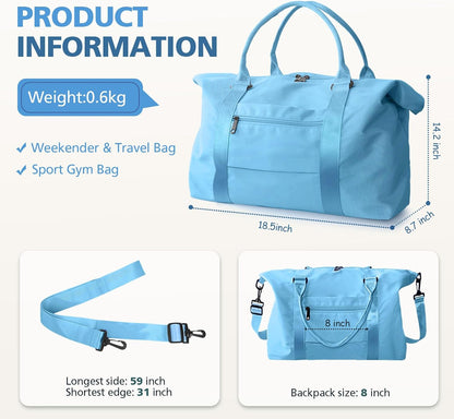 Travel Duffle Bag, Waterproof Weekender Bag Carry On Tote Bags for Women, Travel Essentials Sport Gym Bag for Men, Hospital Bag for Labor and Delivery, Overnight Bag Luggage Bag with Trolley Sleeve