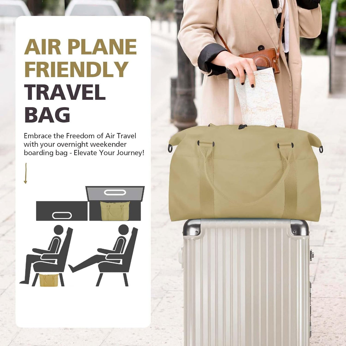 Travel Duffle Bag, Waterproof Weekender Bag Carry On Tote Bags for Women, Travel Essentials Sport Gym Bag for Men, Hospital Bag for Labor and Delivery, Overnight Bag Luggage Bag with Trolley Sleeve