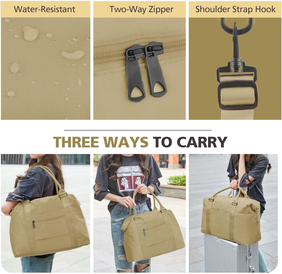 Travel Duffle Bag, Waterproof Weekender Bag Carry On Tote Bags for Women, Travel Essentials Sport Gym Bag for Men, Hospital Bag for Labor and Delivery, Overnight Bag Luggage Bag with Trolley Sleeve