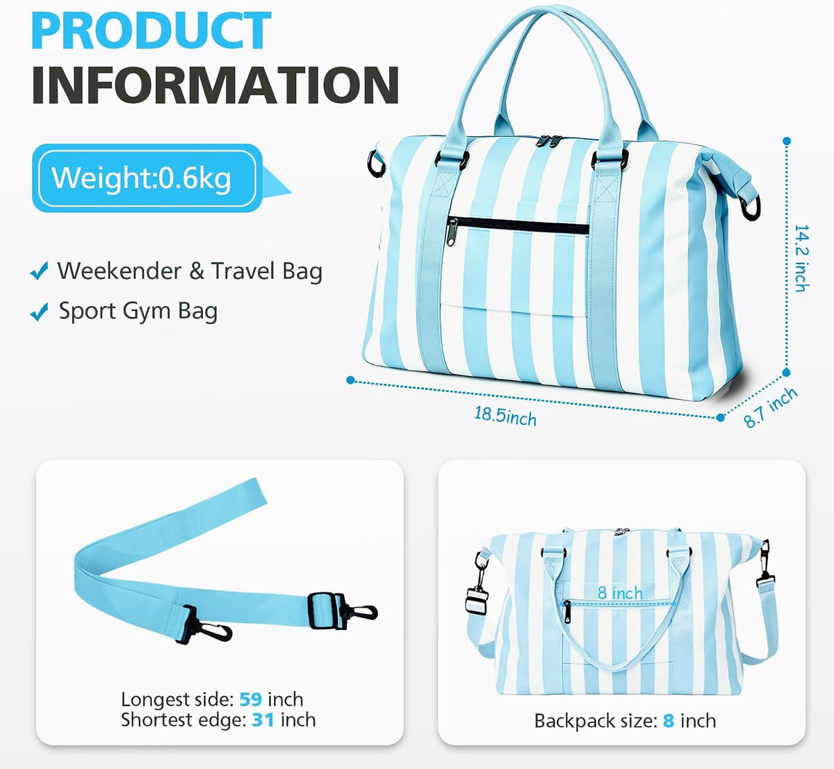 Travel Duffle Bag, Waterproof Weekender Bag Carry On Tote Bags for Women, Travel Essentials Sport Gym Bag for Men, Hospital Bag for Labor and Delivery, Overnight Bag Luggage Bag with Trolley Sleeve