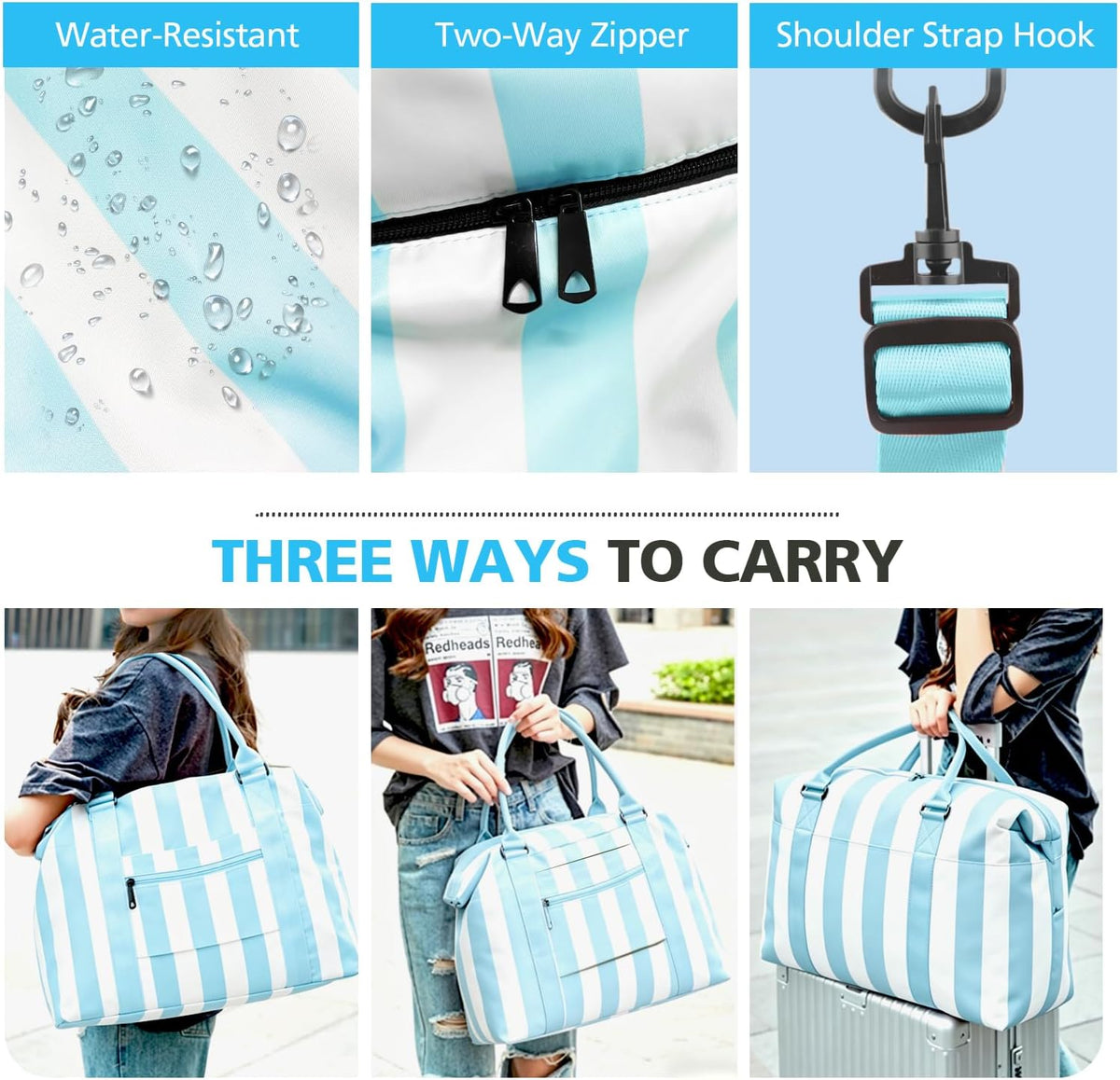 Travel Duffle Bag, Waterproof Weekender Bag Carry On Tote Bags for Women, Travel Essentials Sport Gym Bag for Men, Hospital Bag for Labor and Delivery, Overnight Bag Luggage Bag with Trolley Sleeve
