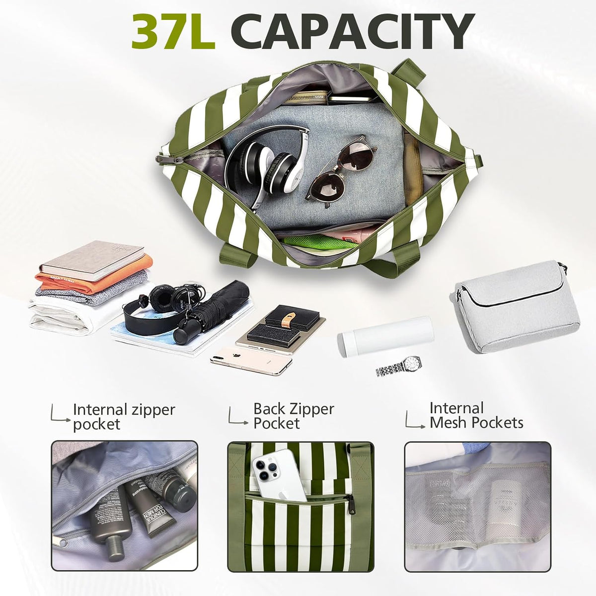 Travel Duffle Bag, Waterproof Weekender Bag Carry On Tote Bags for Women, Travel Essentials Sport Gym Bag for Men, Hospital Bag for Labor and Delivery, Overnight Bag Luggage Bag with Trolley Sleeve