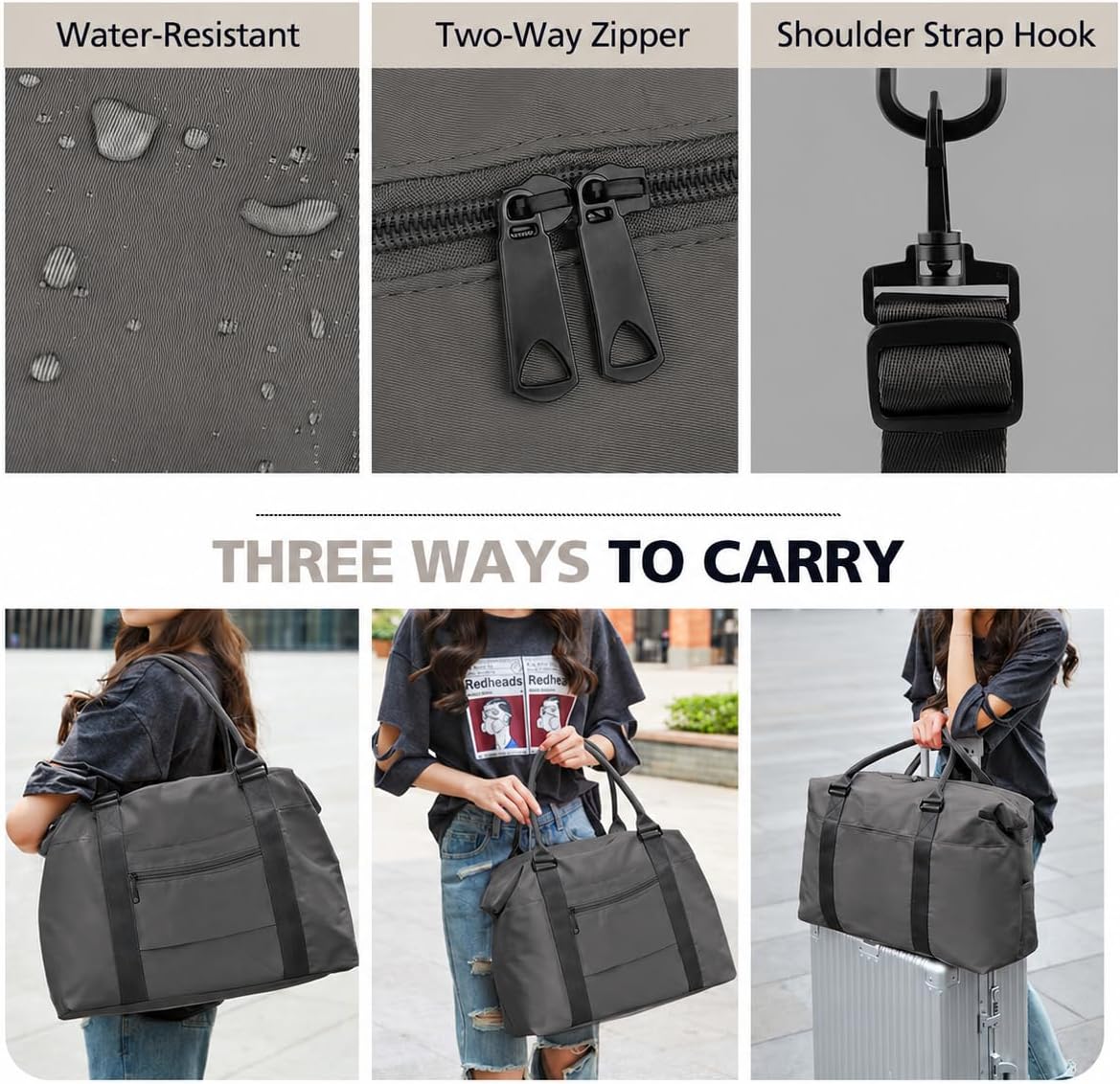 Travel Duffle Bag, Waterproof Weekender Bag Carry On Tote Bags for Women, Travel Essentials Sport Gym Bag for Men, Hospital Bag for Labor and Delivery, Overnight Bag Luggage Bag with Trolley Sleeve