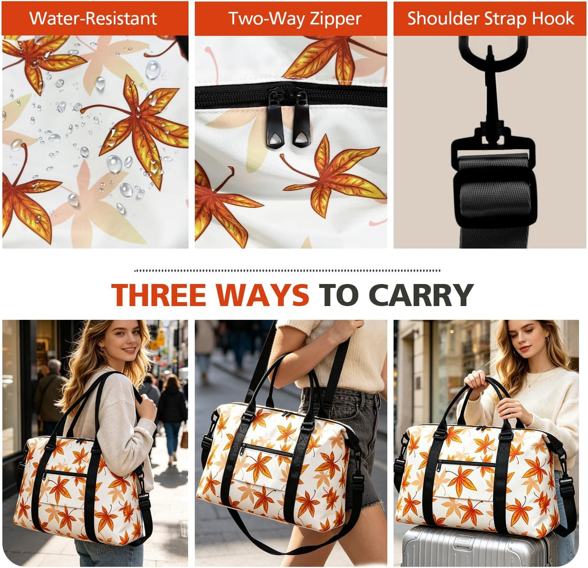 Travel Duffle Bag, Waterproof Weekender Bag Carry On Tote Bags for Women, Travel Essentials Sport Gym Bag for Men, Hospital Bag for Labor and Delivery, Overnight Bag Luggage Bag with Trolley Sleeve