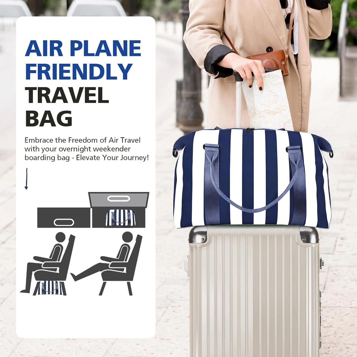 Travel Duffle Bag, Waterproof Weekender Bag Carry On Tote Bags for Women, Travel Essentials Sport Gym Bag for Men, Hospital Bag for Labor and Delivery, Overnight Bag Luggage Bag with Trolley Sleeve