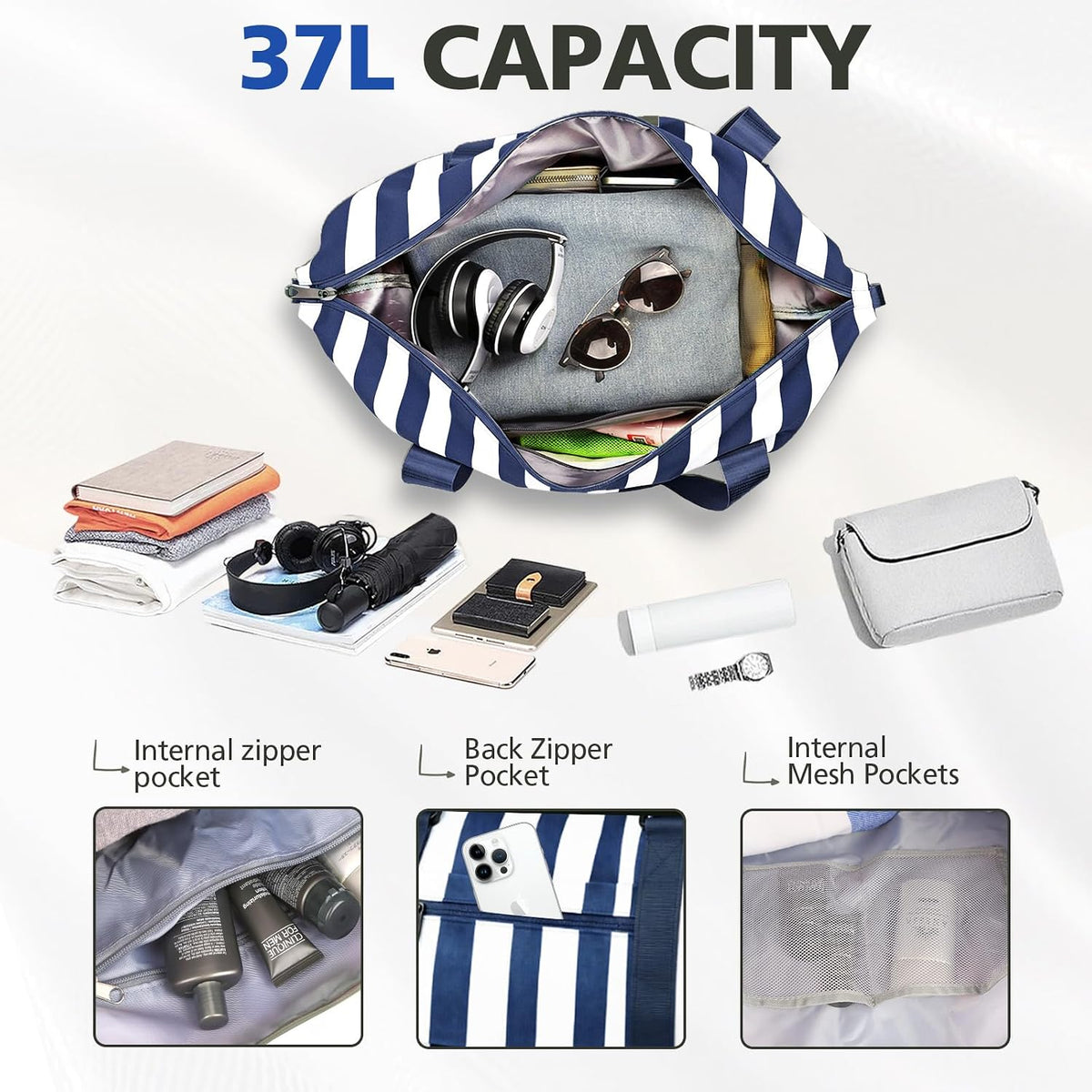 Travel Duffle Bag, Waterproof Weekender Bag Carry On Tote Bags for Women, Travel Essentials Sport Gym Bag for Men, Hospital Bag for Labor and Delivery, Overnight Bag Luggage Bag with Trolley Sleeve