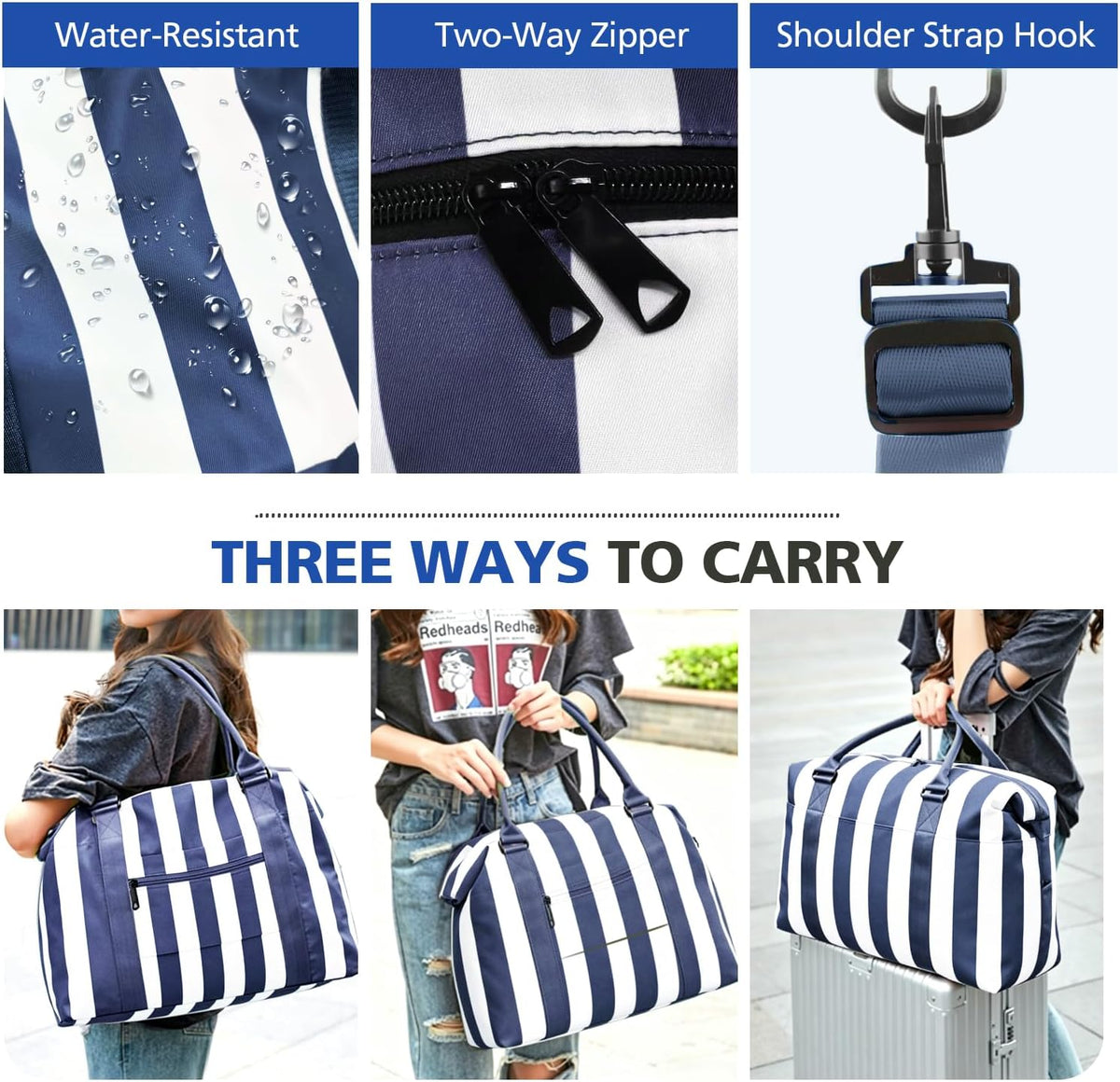 Travel Duffle Bag, Waterproof Weekender Bag Carry On Tote Bags for Women, Travel Essentials Sport Gym Bag for Men, Hospital Bag for Labor and Delivery, Overnight Bag Luggage Bag with Trolley Sleeve