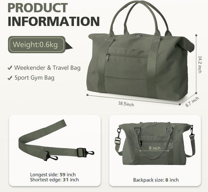Travel Duffle Bag, Waterproof Weekender Bag Carry On Tote Bags for Women, Travel Essentials Sport Gym Bag for Men, Hospital Bag for Labor and Delivery, Overnight Bag Luggage Bag with Trolley Sleeve
