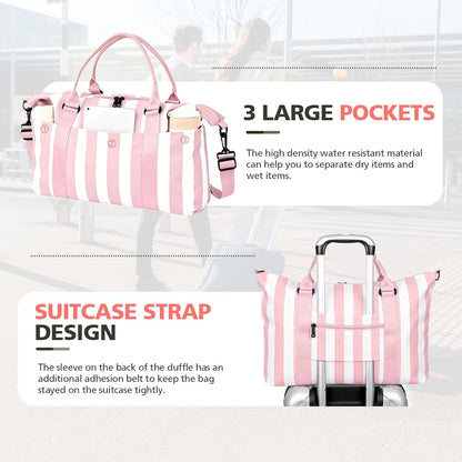 Travel Duffle Bag, Waterproof Weekender Bag Carry On Tote Bags for Women, Travel Essentials Sport Gym Bag for Men, Hospital Bag for Labor and Delivery, Overnight Bag Luggage Bag with Trolley Sleeve