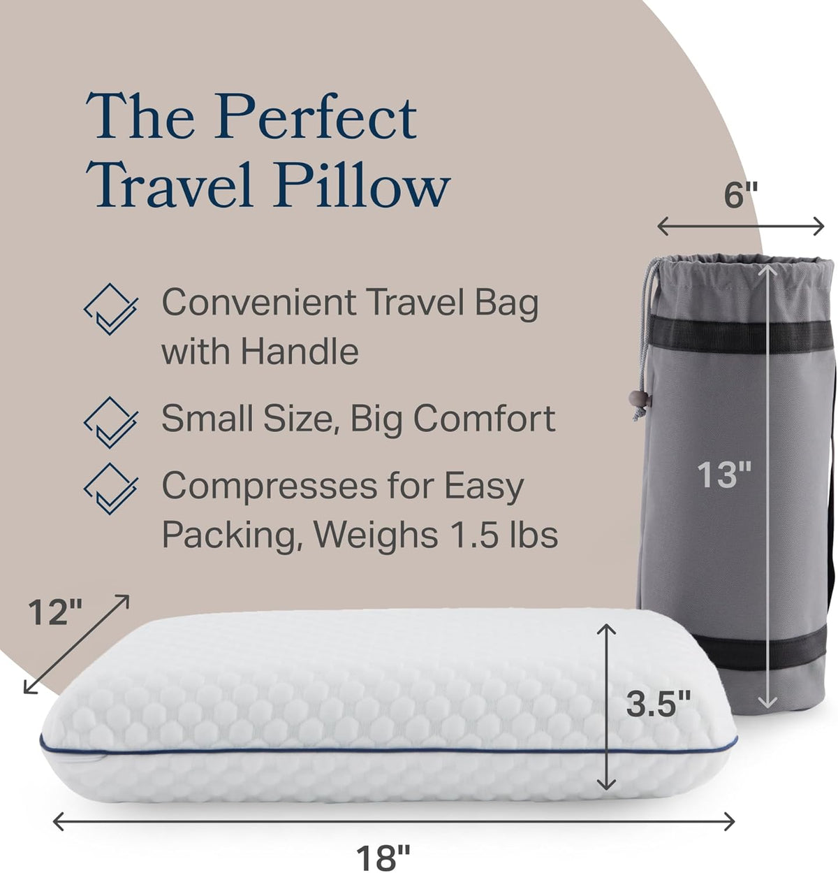 Cooling Gel Memory Foam Camping Pillow – Travel Size, Ventilated Cooling Pillow for Side & Back Sleepers, Neck Support, Compact with Carry Bag, Washable Cover
