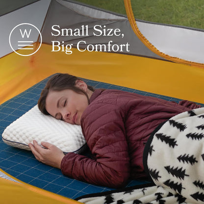 Cooling Gel Memory Foam Camping Pillow – Travel Size, Ventilated Cooling Pillow for Side & Back Sleepers, Neck Support, Compact with Carry Bag, Washable Cover