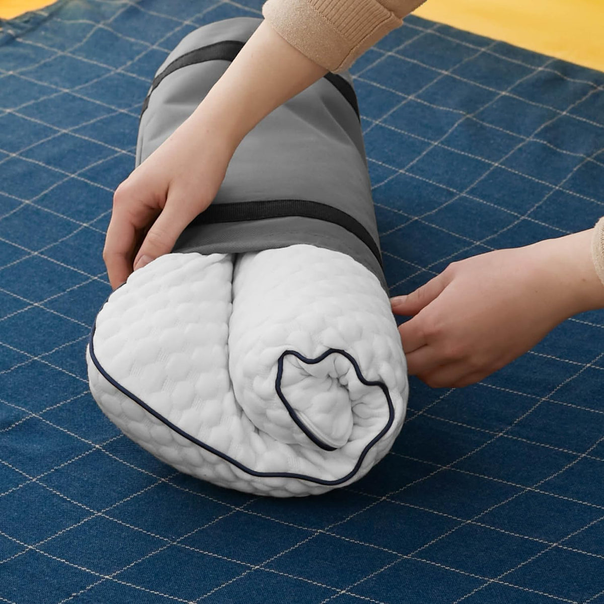 Cooling Gel Memory Foam Camping Pillow – Travel Size, Ventilated Cooling Pillow for Side & Back Sleepers, Neck Support, Compact with Carry Bag, Washable Cover
