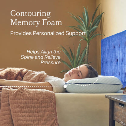 Cooling Gel Memory Foam Camping Pillow – Travel Size, Ventilated Cooling Pillow for Side & Back Sleepers, Neck Support, Compact with Carry Bag, Washable Cover