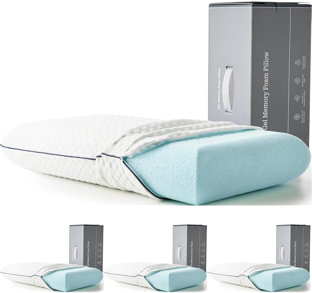 Cooling Gel Memory Foam Camping Pillow – Travel Size, Ventilated Cooling Pillow for Side & Back Sleepers, Neck Support, Compact with Carry Bag, Washable Cover