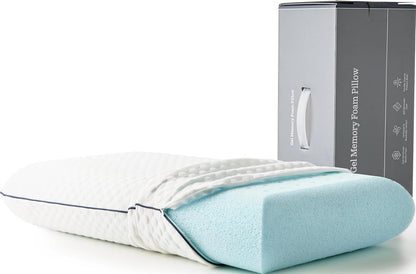 Cooling Gel Memory Foam Camping Pillow – Travel Size, Ventilated Cooling Pillow for Side & Back Sleepers, Neck Support, Compact with Carry Bag, Washable Cover
