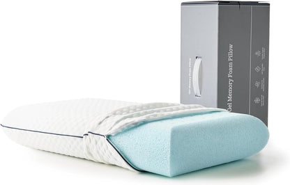 Cooling Gel Memory Foam Camping Pillow – Travel Size, Ventilated Cooling Pillow for Side & Back Sleepers, Neck Support, Compact with Carry Bag, Washable Cover