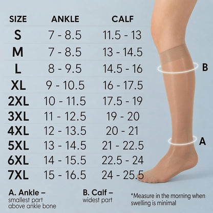 ABSOLUTE SUPPORT Sheer Travel Compression Socks 15-20mmHg, Nude, Large