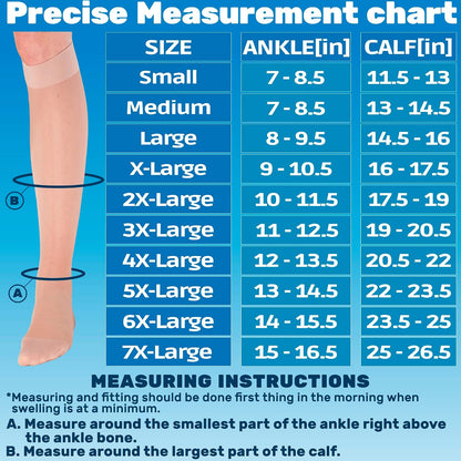 ABSOLUTE SUPPORT Sheer Travel Compression Socks 15-20mmHg, Nude, Large