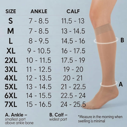 ABSOLUTE SUPPORT Sheer Travel Compression Socks 15-20mmHg, Nude, Large