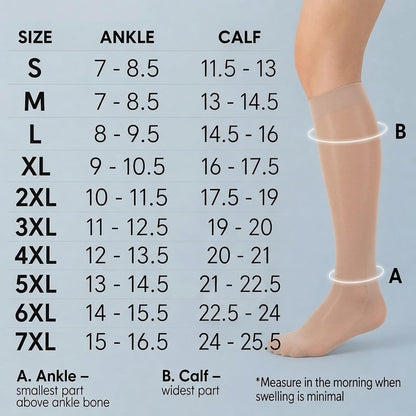 ABSOLUTE SUPPORT Sheer Travel Compression Socks 15-20mmHg, Nude, Large