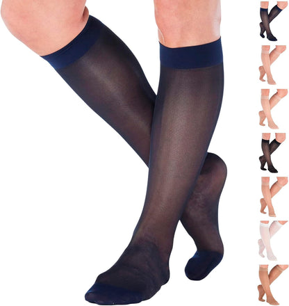 ABSOLUTE SUPPORT Sheer Travel Compression Socks 15-20mmHg, Nude, Large