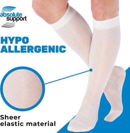 ABSOLUTE SUPPORT Sheer Travel Compression Socks 15-20mmHg, Nude, Large